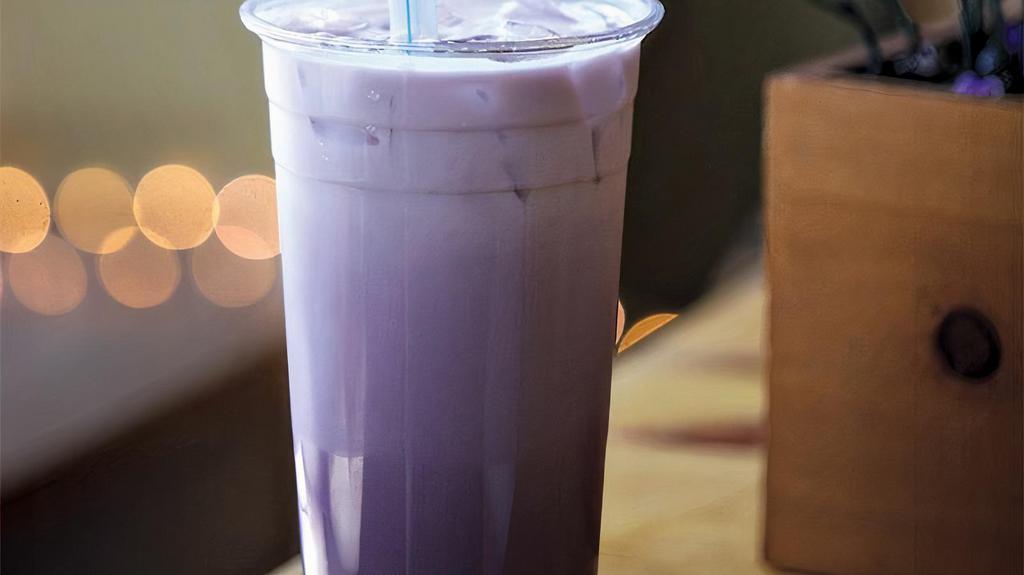 Taro Tea · Taro tea with boba and non-dairy cream. Boba can be replaced with other toppings.