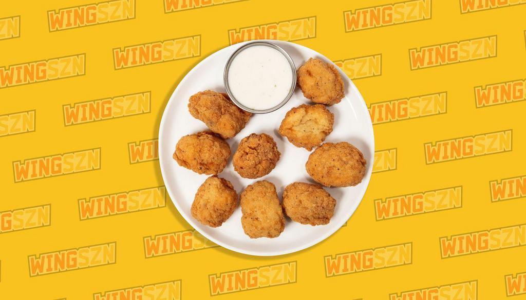 Plain Jane · Crispy, golden, juicy 100% white meat boneless wings with just a touch of kosher salt. Enjoy them plain or choose your own adventure with your choice of signature sauces.