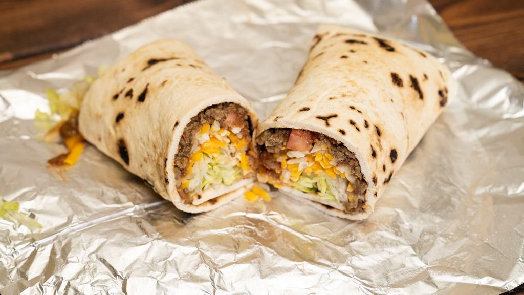 Beef Burrito · Our original ground beef with beans, lettuce, cheese and tomato.