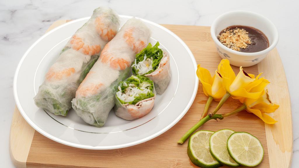 #1 Spring Rolls · Lettuce, vermicelli, bean sprouts, mint, pork and shrimp