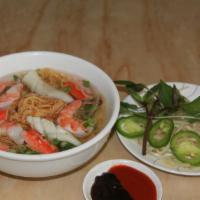 #41 L Seafood Combination with Egg Noodle · Shrimps, imitation crab, squids and fried onions