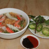 #41 S Seafood Combination with Egg Noodle · Shrimps, imitation crab, squids and fried onions