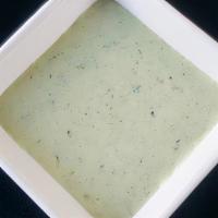 Mint Crema · Indo-Mex medley of mint flavored sour cream with Indian spices.