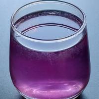 Blue Pea Lemonade · Dried blue pea flowers stewed in water, sweetened with allulose and mixed with lemon juice.