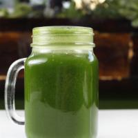 Power Glow · Cucumber, celery, lemon, spinach, kale, and parsley.