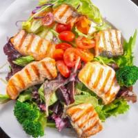 Grilled Salmon Salad · grilled salmon+ Houyse Green Salad w/ special dressing