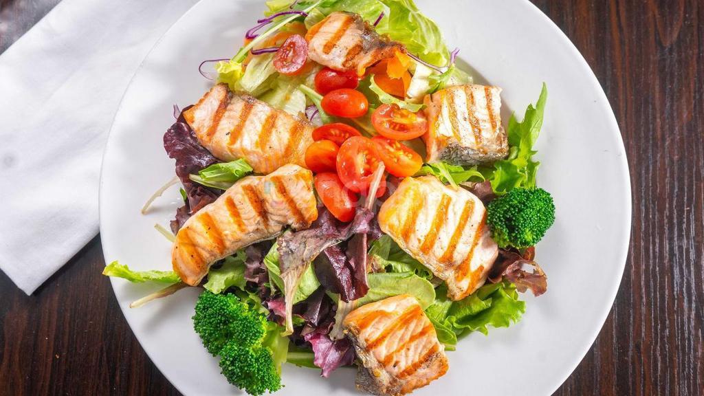 Grilled Salmon Salad · grilled salmon+ Houyse Green Salad w/ special dressing