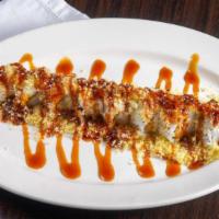 Crunch Roll · crab + deep fried shrimp covered w/ crunch & unagi sauce