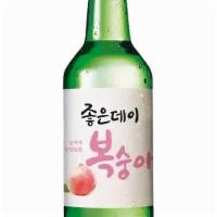 Peach Soju · This peach flavored soju is made of alkaline water, sweet potato and peach flavor making it ...