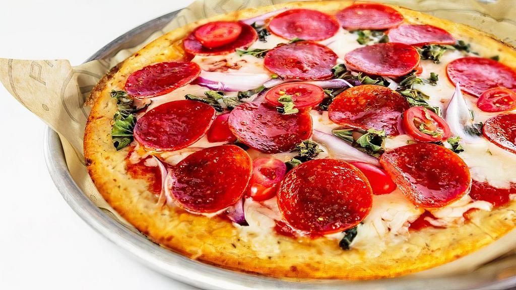 Custom Pizza · Choose from our 6 premium crusts, house-made sauces, and a fresh array of signature toppings.. Complete the meal with a salad, dessert and beverage! Imagine the pizzabilities.