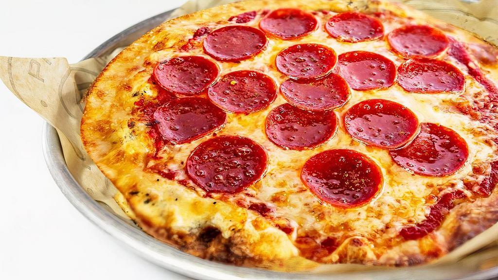 Pepperoni Pizza · Original Thin Crust, Red Sauce, Mozzarella and Pepperoni