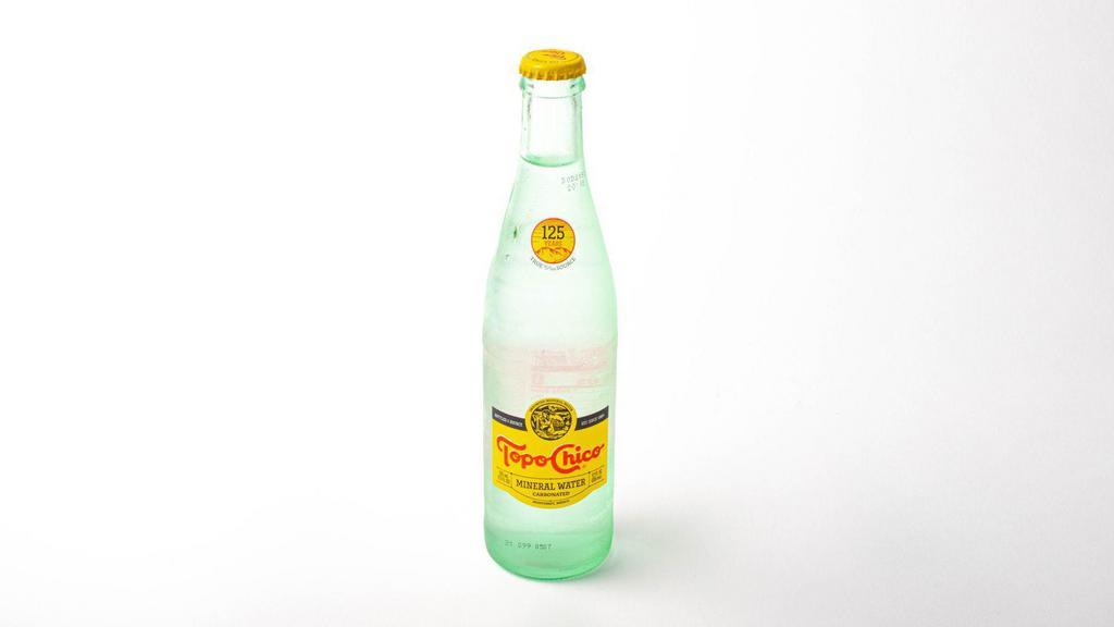 Topo Chico Mineral Water · 12 oz glass bottle of sparkling mineral water. Bottled at the source in Monterrey, Mexico since 1895 with a natural mineral composition perfect for quenching thirst!