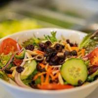 Vegetarian Salad · Mixed greens, red onions, carrots, olives, cucumbers, mushrooms, green peppers and tomatoes.