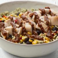 Chipotle Chicken Bowl · Choice of Mashed Potatoes or Cilantro Lime Rice topped with all-white rotisserie chicken, so...