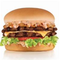 California Classic Double Cheeseburger · Two charbroiled all-beef patties, American cheese, grilled onions, Classic Sauce, lettuce an...