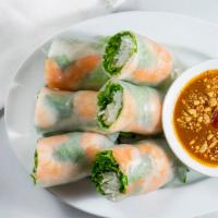 Shrimp Rolls (3) · Grounded chicken, bean thread, mushrooms, and carrots, deep fried and served w/ peanut sauce...