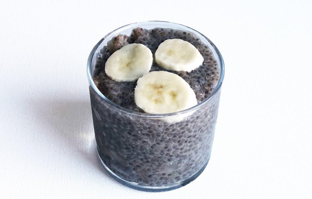 Thrive Banana Chia Pudding · Chia seeds soaked overnight in dairy-free milk and sweetened with raw cane sugar. (Gluten-free, vegan.)