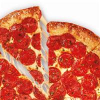 Extramostbestest® Stuffed Crust Pepperoni · Large round pizza with more Pepperoni and Cheese than our Classic pizza, plus a ring of chee...