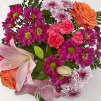 Mixed Flower Bouquet · Mixed flower wrap bouquet includes premium roses, lilies, alstroemerias, mums, chrysanthemum...