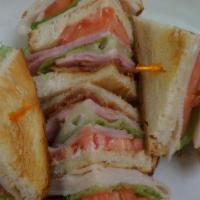 Club Sandwich · Bacon, ham, turkey.