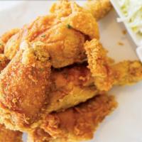 Crispy Fried Chicken · A light flaky texture with a garlic soy glaze.