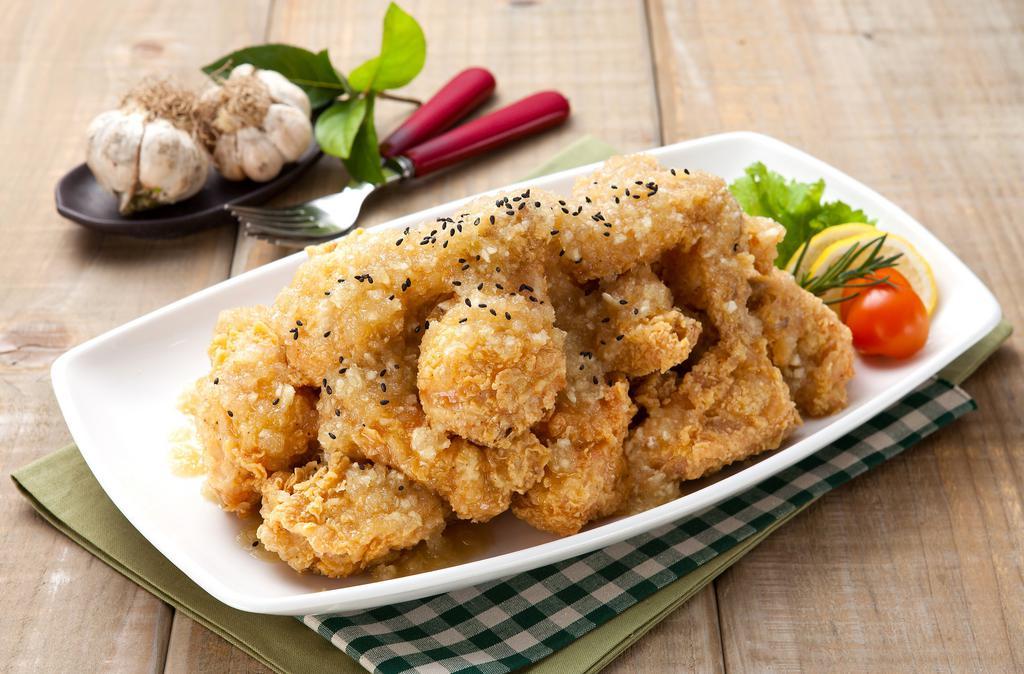 Crispy Garlic Chicken · Crispy fried chicken with a sweet, creamy Garlic Sauce.