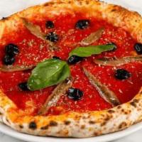 Marinara · Tomato sauce, basil, olives, anchovies, and extra virgin olive oil.
