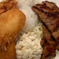 SEAFOOD BBQ Chicken · Freshly fried shrimp, Breaded Island FIsh Fillet and  BBQ Chicken