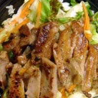 BBQ CHICKEN BOWL · Our tender grilled to perfection marinated chicken rested on top a nice bowl of rice and veg...