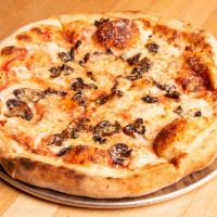 Truffle & Shrooms Pizza · Truffle oil, mushrooms and Parmesan with tomato sauce.