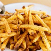 Spiced Fries with Herby Yogurt · Spiced fries with sumac, cumin, coriander, caraway, and cayenne. (fried in rice bran oil). S...