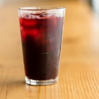 Hibiscus Punch · Hibiscus punch with lovage, mint and a little sugar. 12 oz. no caffeine.