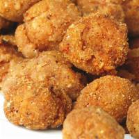 Popcorn Chicken · Crispy Fried Popcorn Chicken with Italian Basil Leaves and Sweet Chili Sauce