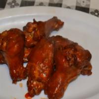 Buffalo Wings · 6 piece hot seasoned wings served with buffalo sauce and choice of ranch or blue cheese dipp...