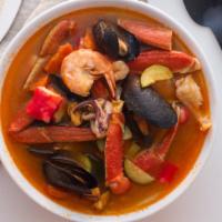 Siete Mares Soup · Seafood soup.