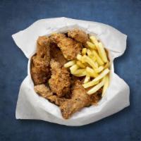 5 Pieces Chicken Tenders with Fries · Lightly breaded juicy fried chicken tenders with fries.