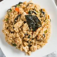 Spicy Fried Rice & Basil · Chili, garlic, bell pepper and basil leaf.