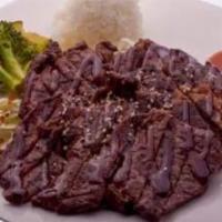 Beef Teriyaki lunch · Charbroiled beef in teriyaki sauce. Served with salad and rice.