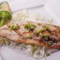 Saba Shioyaki lunch · Lightly salted charbroiled mackerel. Served with salad and rice.