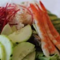 California Seafood Salad · Shrimp, crab and avocado with mixed vegetables.