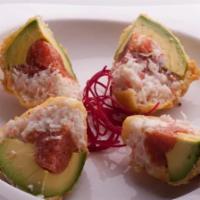 Monkey Brain · Inside: avocado, spicy tuna and crab, outside: deep fried. no rice.