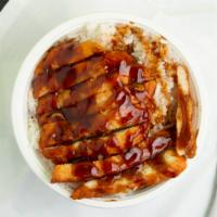 Chicken Teriyaki Bowl · Teriyaki chicken breast on Jasmine Rice with teriyaki sauce.