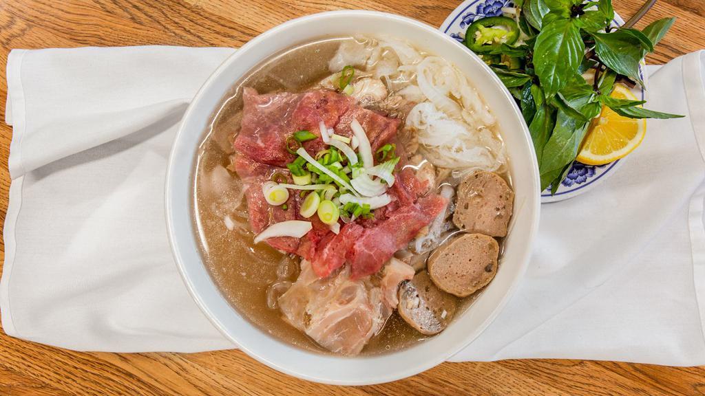 1.  House Special Beef Noodle Soup · House special beef soup noodle slices of beef rib eye beef flank, beef tendon beef tripe, and beef meatballs.