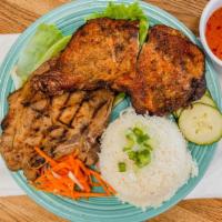 29.  Five Spices Chicken & Grilled Pork Chop over Rice · 