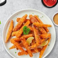 Mr. Pots Sweet Fries · (Vegetarian) Thick-cut sweet potato wedges fried until golden brown