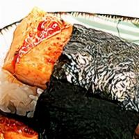 Chicken Musubi (1 Pc.) · An island classic composed of a slice of grilled bbq chicken on rice, wrapped in dried seawe...