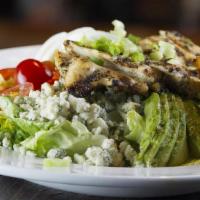 Cobb Salad · Mixed lettuce, grilled chicken, chopped bacon, bleu cheese crumbles, green onion, avocado ch...
