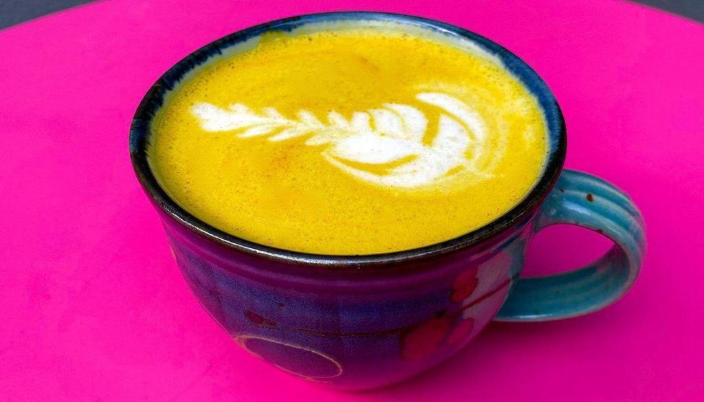 Golden Turmeric Latte · A double-shot of espresso poured over a blend of turmeric, ayurvedic spices and MCT Oil to produce an exotic, nutrient-dense drink that will delight and restore the mind, body and spirit.

❤️ WE PROUDLY BREW ABANICO COFFEE - ROASTED FRESH DAILY IN SF ❤️

✅ Gluten-free
✅ Vegan 
✅ 100% Natural Non-GMO ingredients