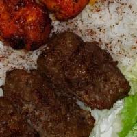 Combination (Chicken and Beef Kabob) · Charbroiled beef and chicken kabob marinated with spices, roasted garlic, rosemary, dried on...