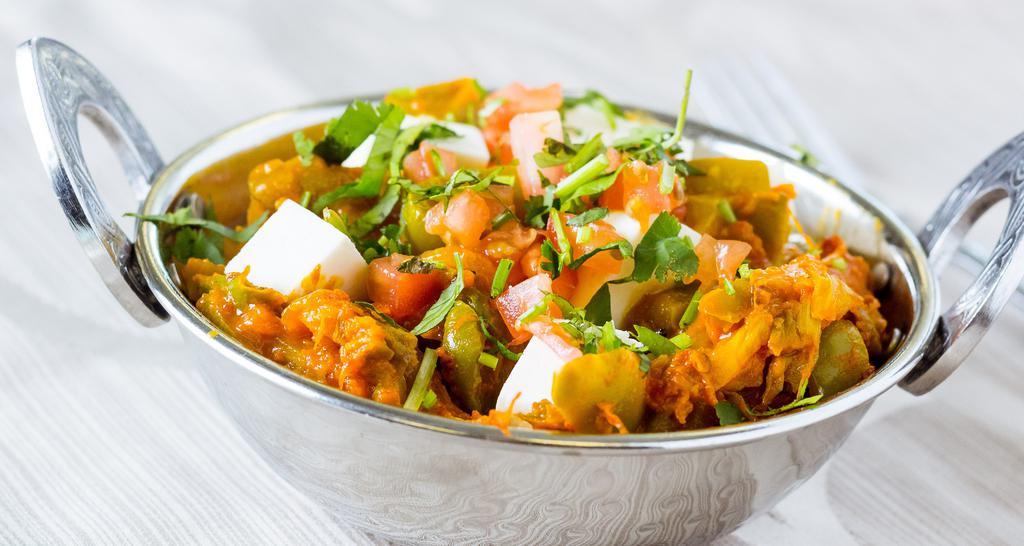 Chilli Paneer · Homemade cheese cooked with green bell pepper with ginger, garlic, and fragrant herb.